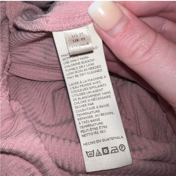 Free People Night Lily Puff Shoulder Ribbed Top in Pale Mauve Size Medium - Picture 3 of 4